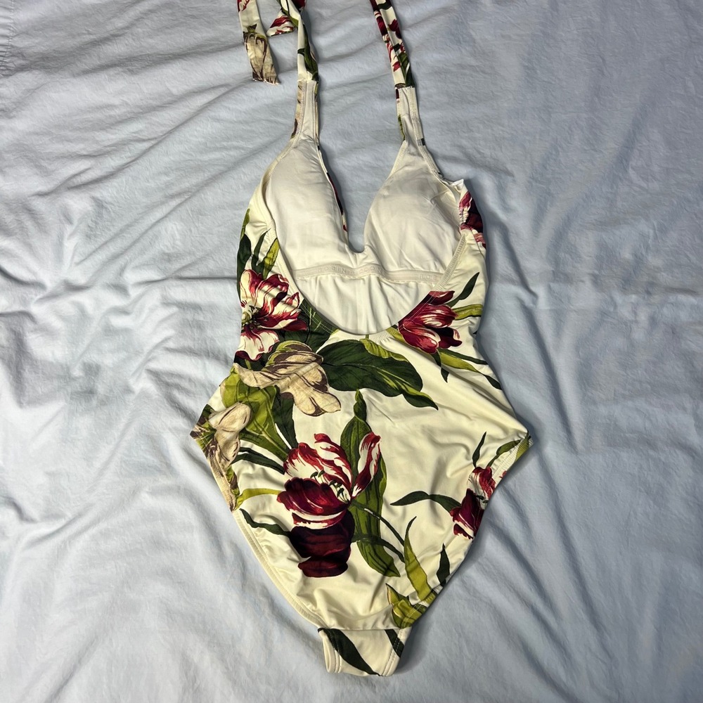 Robin Piccone Moana Floral Plunge One Piece Halter Swimsuit Tropical NEW - Picture 11 of 14